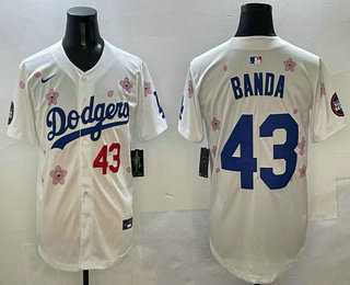 Men%27s Los Angeles Dodgers #43 Anthony Banda White 2025 Tokyo Series Limited Jersey